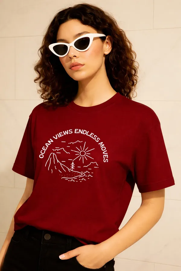 Brown_Cotton_Printed_T-Shirt_For_Women
