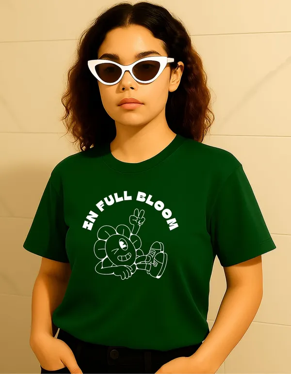 Green_Cotton_Printed_T-Shirt_For_Women