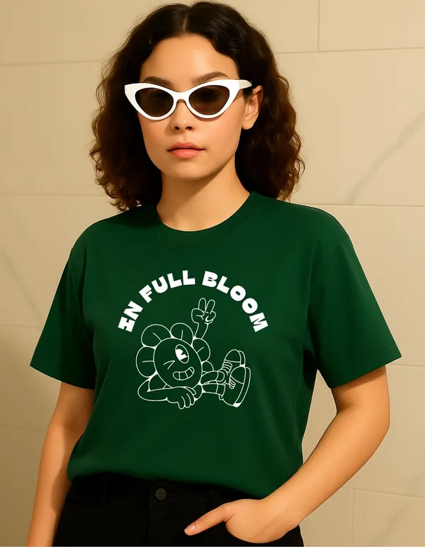 Green_Cotton_Printed_T-Shirt_For_Women