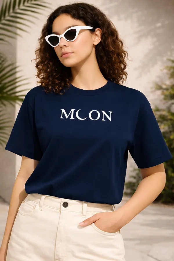 Navy_Blue_Cotton_Printed_T-Shirt_For_Women