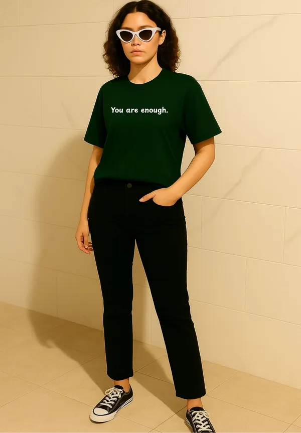 Deep_Green_Cotton_Printed_T-Shirt_For_Women