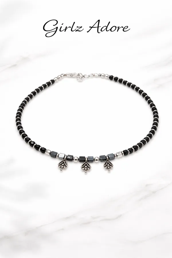 Black_And_Little_White_Silver_Plated_Alloy_Anklet_For_Women