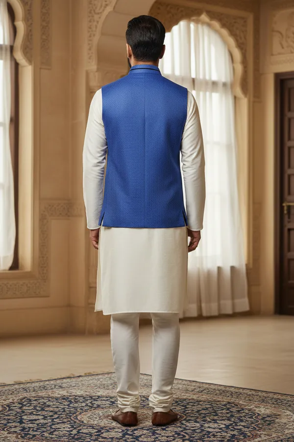 Royal_Blue_Premium_Pattern_Poly_Silk_Nehru_Jacket_Kurta_Pajama_Set_For_Men