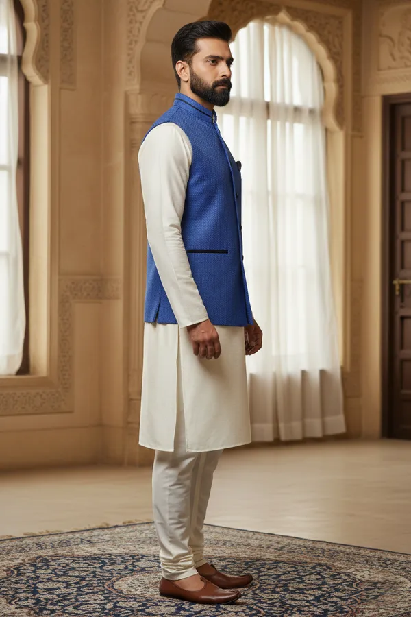 Royal_Blue_Premium_Pattern_Poly_Silk_Nehru_Jacket_Kurta_Pajama_Set_For_Men