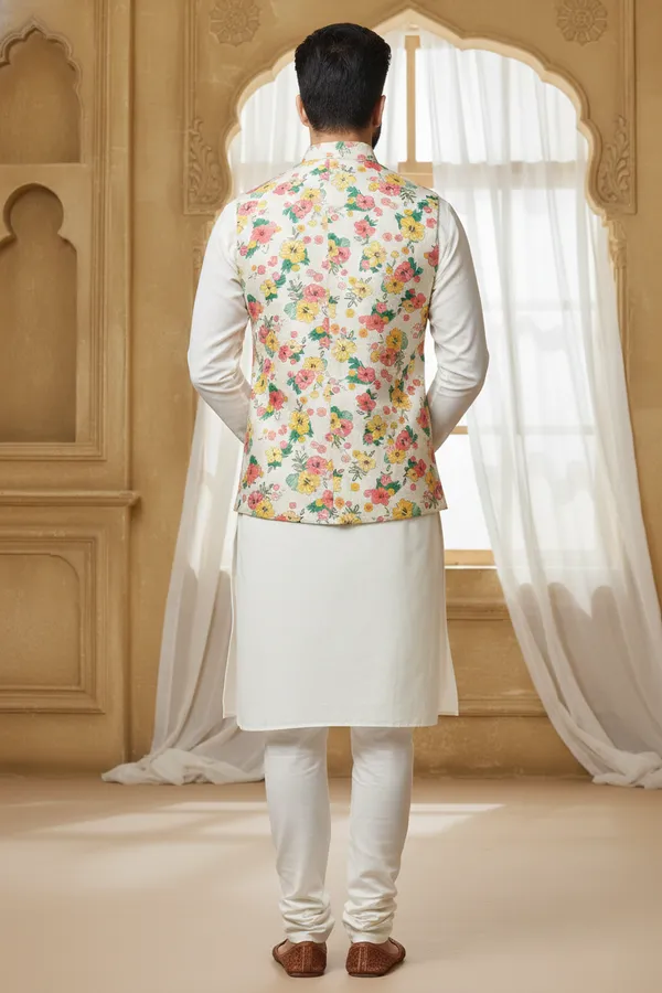 Tropical_Multicolor_Premium_Pattern_Silk_Blend_Nehru_Jacket_Kurta_Pajama_Set_For_Men