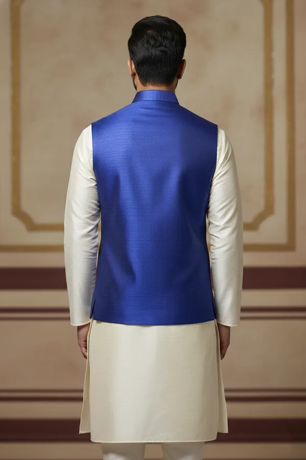 Royal_Blue_Premium_Pattern_Poly_Silk_Nehru_Jacket_Kurta_Pajama_Set_For_Men