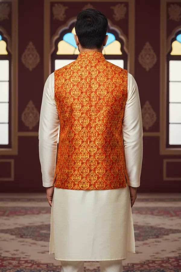 Multicolor_Premium_Pattern_Silk_Blend_Nehru_Jacket_Kurta_Pajama_Set_For_Men