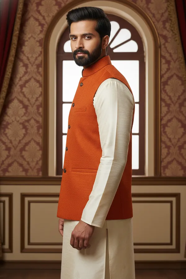 Rustorange_Premium_Pattern_Poly_Silk_Nehru_Jacket_Kurta_Pajama_Set_For_Men