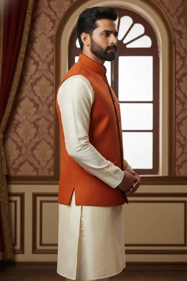 Rustorange_Premium_Pattern_Poly_Silk_Nehru_Jacket_Kurta_Pajama_Set_For_Men
