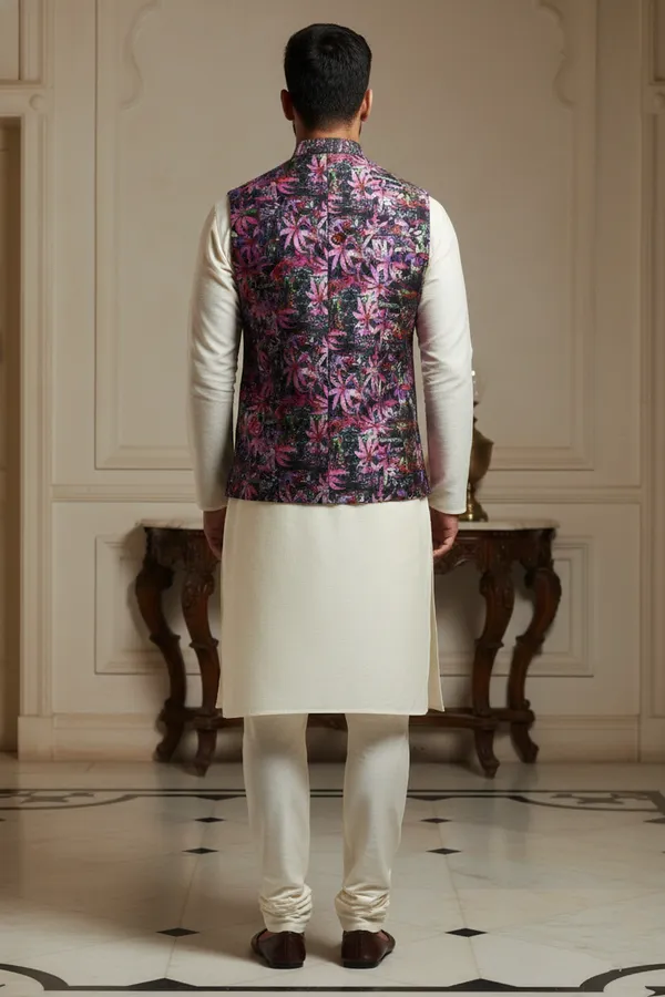 Dark_Floral_Premium_Pattern_Poly_Silk_Nehru_Jacket_Kurta_Pajama_Set_For_Men