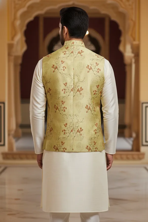 Sage_Premium_Pattern_Poly_Silk_Nehru_Jacket_Kurta_Pajama_Set_For_Men