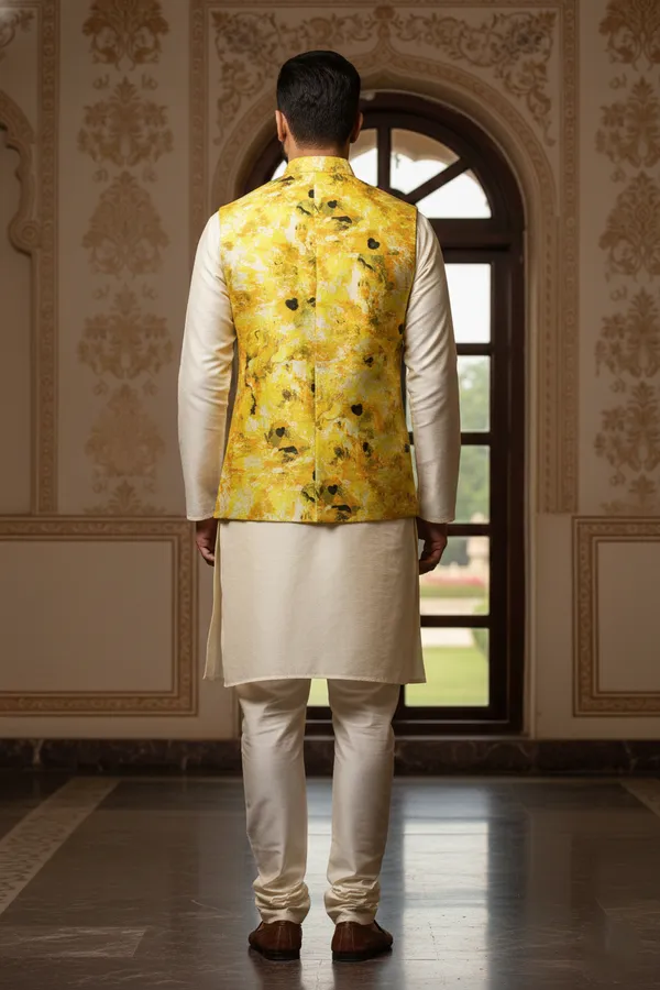 Abstract_Multicolor_Premium_Pattern_Poly_Silk_Nehru_Jacket_Kurta_Pajama_Set_For_Men