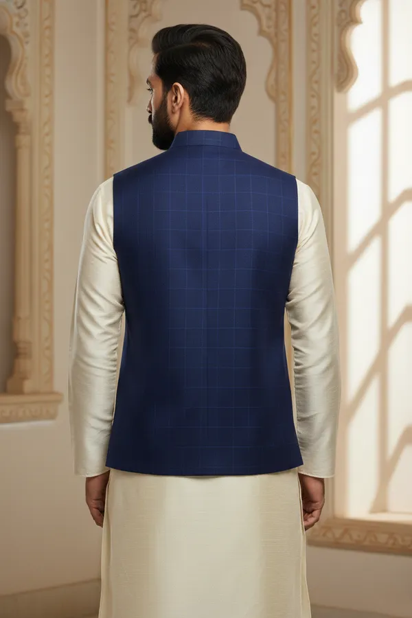 Royal_Blue_Premium_Pattern_Poly_Silk_Nehru_Jacket_Kurta_Pajama_Set_For_Men