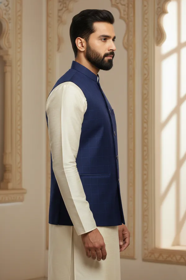 Royal_Blue_Premium_Pattern_Poly_Silk_Nehru_Jacket_Kurta_Pajama_Set_For_Men