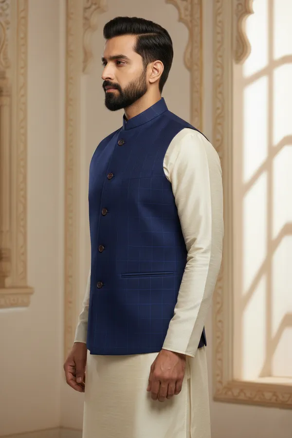 Royal_Blue_Premium_Pattern_Poly_Silk_Nehru_Jacket_Kurta_Pajama_Set_For_Men