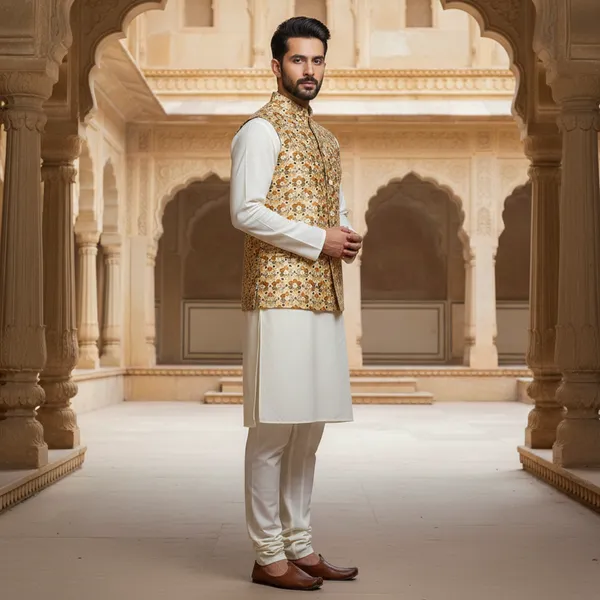 Multicolor_Floral_Premium_Pattern_Poly_Silk_Nehru_Jacket_Kurta_Pajama_Set_For_Men