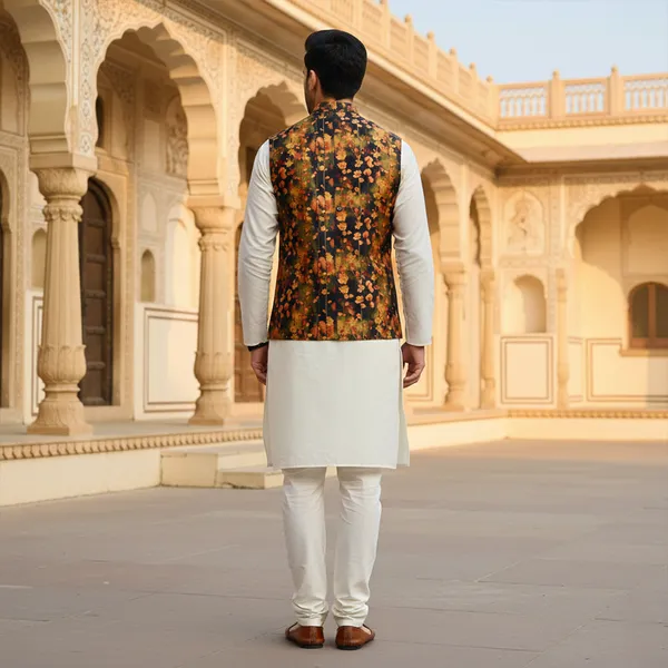 Dark_Floral_Premium_Pattern_Poly_Silk_Nehru_Jacket_Kurta_Pajama_Set_For_Men