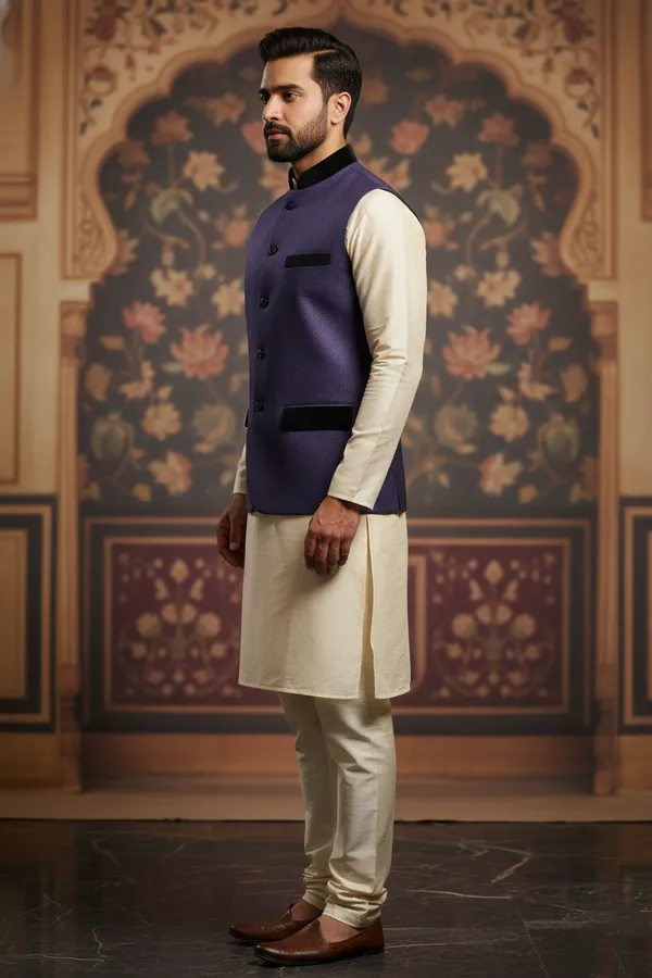Royal_Purple_Premium_Pattern_Poly_Silk_Nehru_Jacket_Kurta_Pajama_Set_For_Men