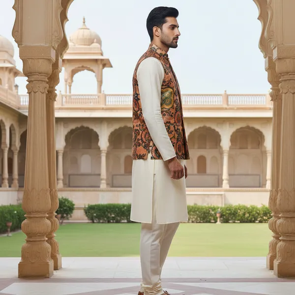 Rustorange_Premium_Pattern_Poly_Silk_Nehru_Jacket_Kurta_Pajama_Set_For_Men