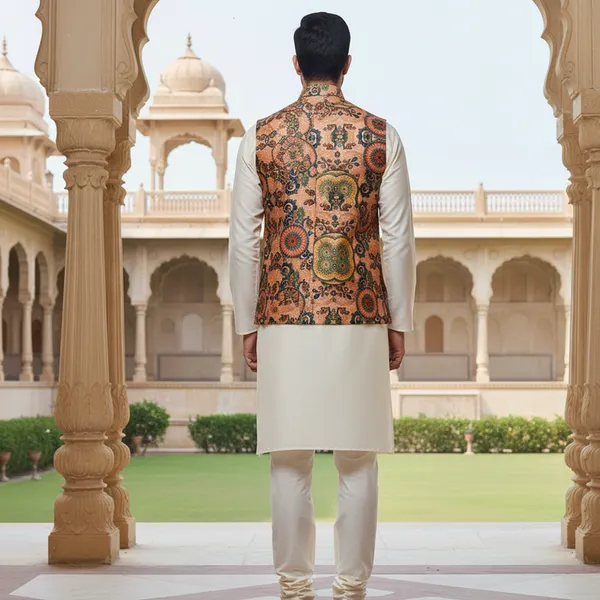 Rustorange_Premium_Pattern_Poly_Silk_Nehru_Jacket_Kurta_Pajama_Set_For_Men