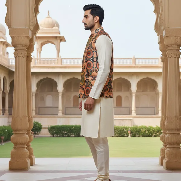 Rustorange_Premium_Pattern_Poly_Silk_Nehru_Jacket_Kurta_Pajama_Set_For_Men