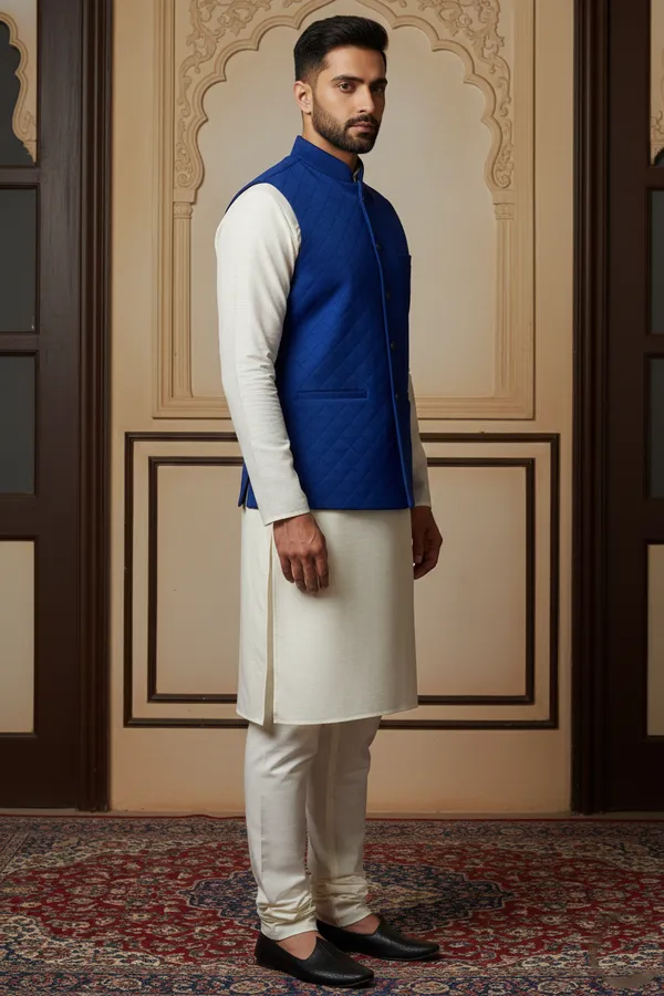 Royal_Blue_Premium_Pattern_Poly_Silk_Nehru_Jacket_Kurta_Pajama_Set_For_Men