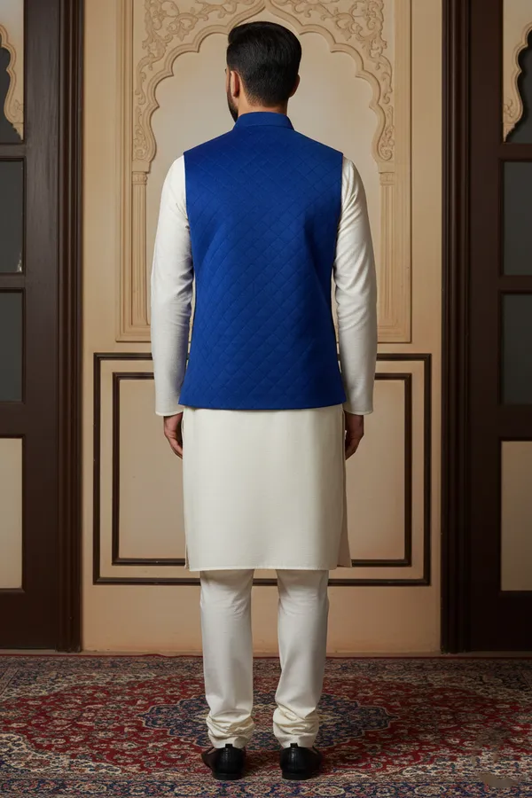 Royal_Blue_Premium_Pattern_Poly_Silk_Nehru_Jacket_Kurta_Pajama_Set_For_Men