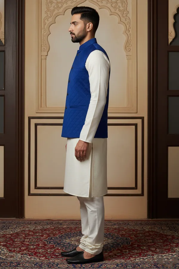 Royal_Blue_Premium_Pattern_Poly_Silk_Nehru_Jacket_Kurta_Pajama_Set_For_Men