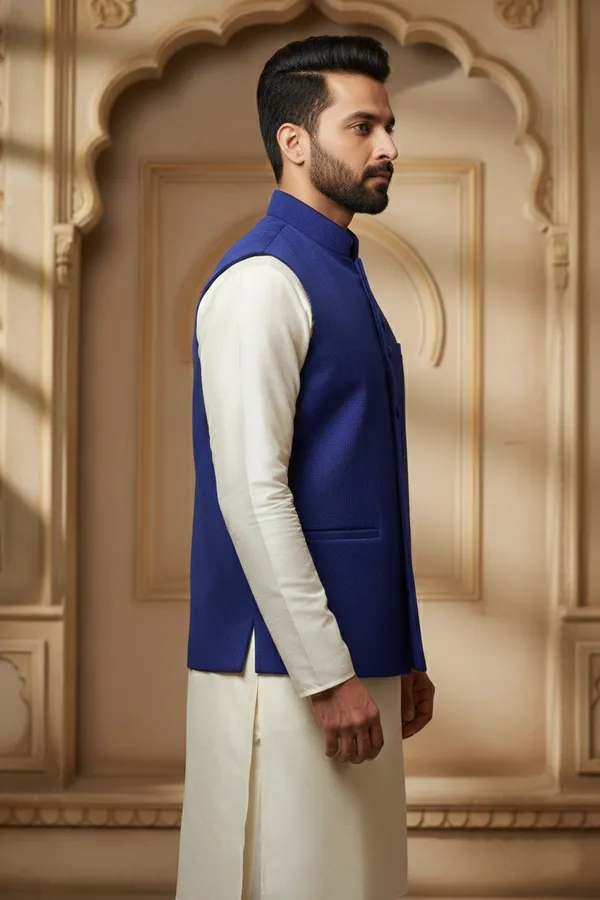 Royal_Blue_Premium_Pattern_Poly_Silk_Nehru_Jacket_Kurta_Pajama_Set_For_Men