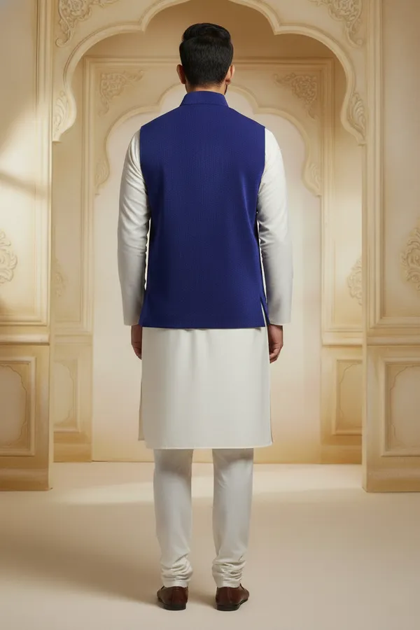 Royal_Blue_Premium_Pattern_Poly_Silk_Nehru_Jacket_Kurta_Pajama_Set_For_Men