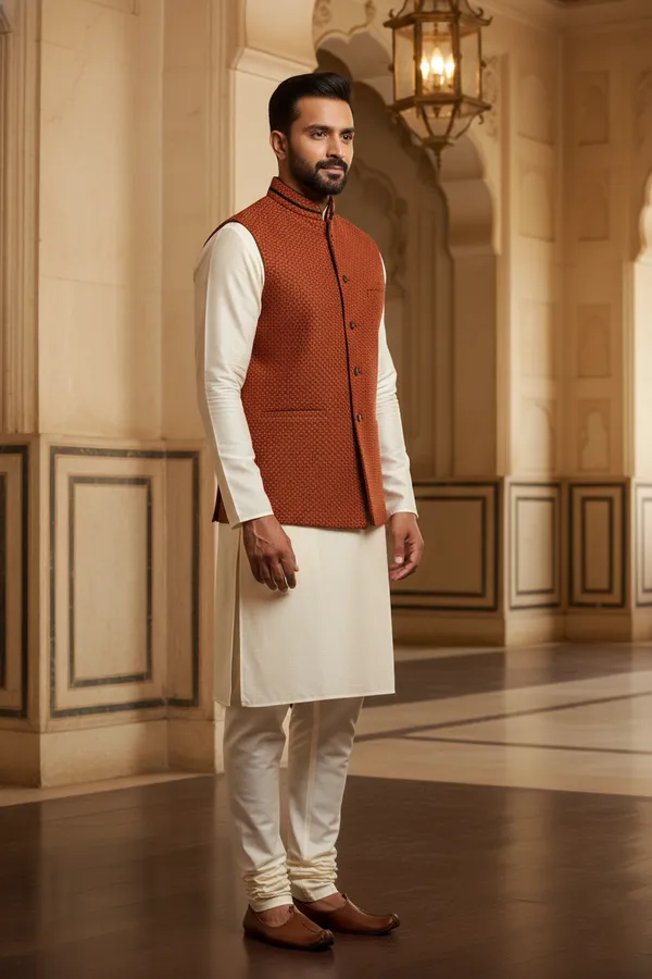 Rustorange_Premium_Pattern_Poly_Silk_Nehru_Jacket_Kurta_Pajama_Set_For_Men