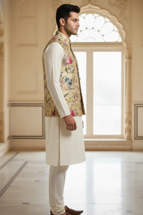 Palegold_Premium_Pattern_Silk_Blend_Nehru_Jacket_Kurta_Pajama_Set_For_Men