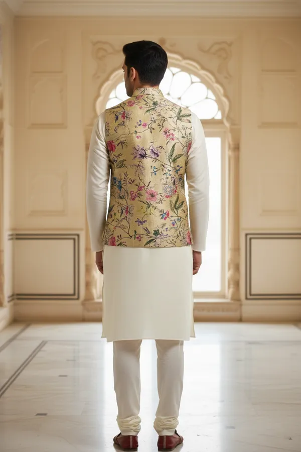 Palegold_Premium_Pattern_Silk_Blend_Nehru_Jacket_Kurta_Pajama_Set_For_Men