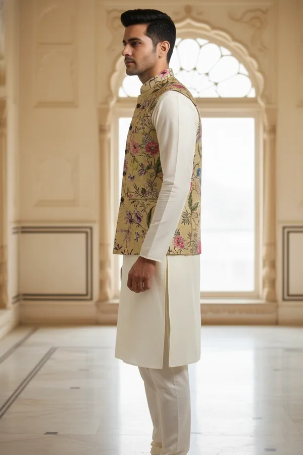 Palegold_Premium_Pattern_Silk_Blend_Nehru_Jacket_Kurta_Pajama_Set_For_Men