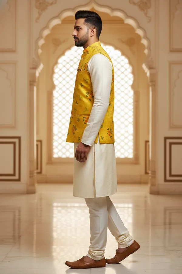 Multicolor_Premium_Pattern_Poly_Silk_Nehru_Jacket_Kurta_Pajama_Set_For_Men