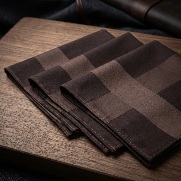 Dark_Brown_Geometric_Cross_Pattern_Pocket_Square_Rumal_For_Men_Pack_Of_4