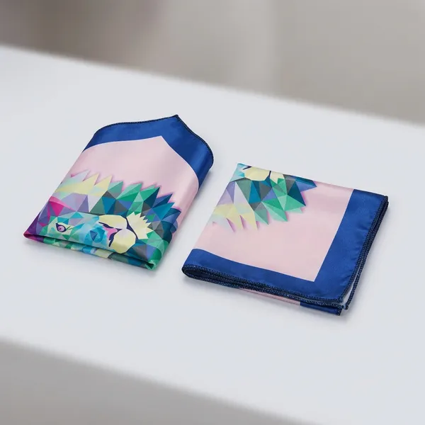 Blue_Border_Geometric_Lion_Print_Pocket_Square_Rumal_For_Men_Pack_Of_2