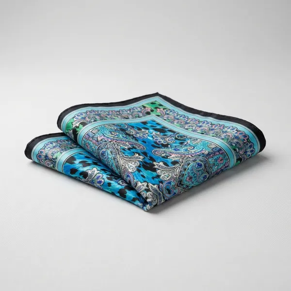 Turquoise_Blue_Paisley_Print_Silk_Square_Scarf_For_Men_Pack_Of_2
