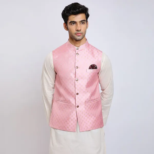 Pink_Jacquard_Premium_Fabric_Nehru_Jacket_For_Men