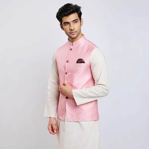 Pink_Jacquard_Premium_Fabric_Nehru_Jacket_For_Men