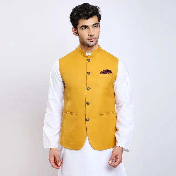 Mustard_Jacquard_Premium_Fabric_Nehru_Jacket_For_Men