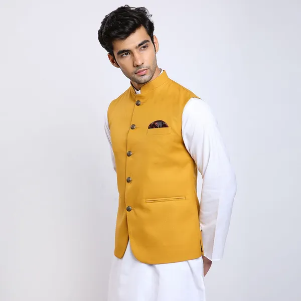 Mustard_Jacquard_Premium_Fabric_Nehru_Jacket_For_Men