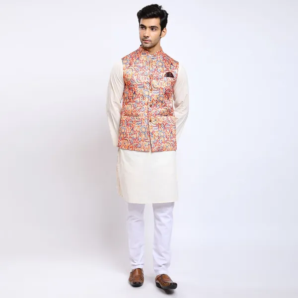 Orange_Satin_Premium_Fabric_Nehru_Jacket_For_Men