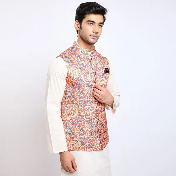 Orange_Satin_Premium_Fabric_Nehru_Jacket_For_Men