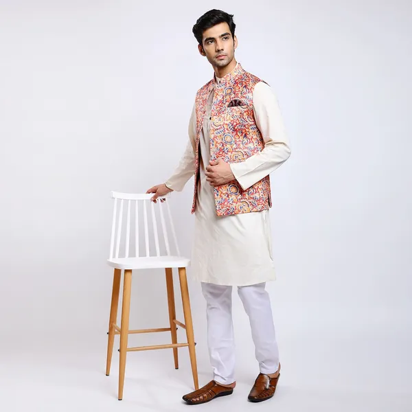 Orange_Satin_Premium_Fabric_Nehru_Jacket_For_Men