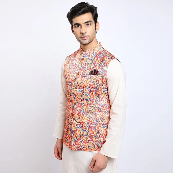 Orange_Satin_Premium_Fabric_Nehru_Jacket_For_Men