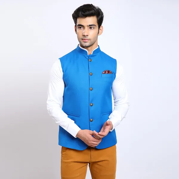Light_Blue_Dobby_Premium_Fabric_Nehru_Jacket_For_Men