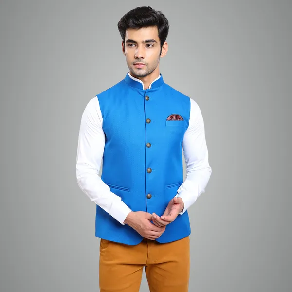 Light_Blue_Dobby_Premium_Fabric_Nehru_Jacket_For_Men