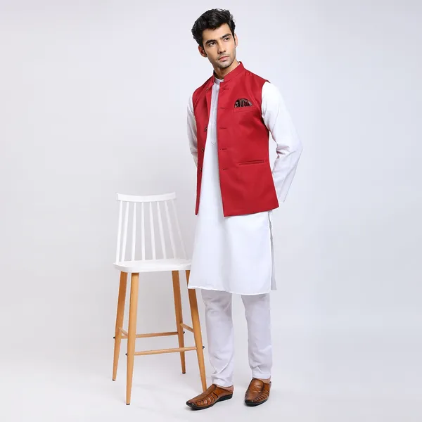 Red_Terry_Rayon_Premium_Fabric_Nehru_Jacket_For_Men