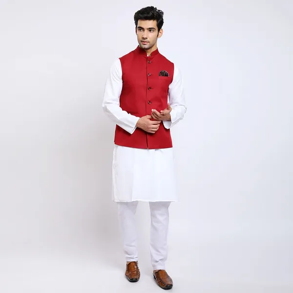 Red_Terry_Rayon_Premium_Fabric_Nehru_Jacket_For_Men